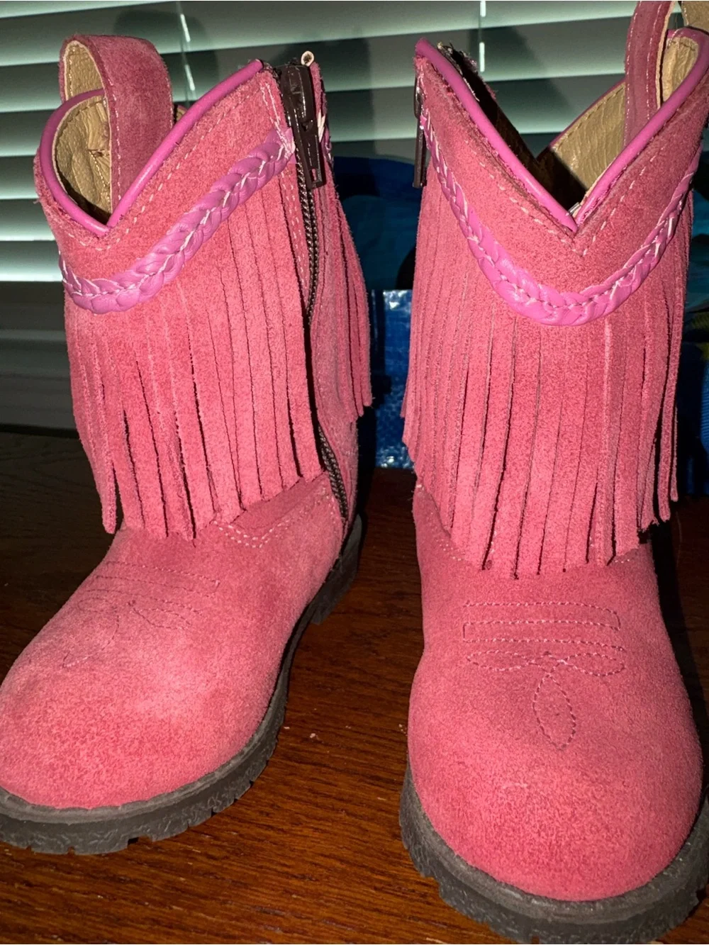 Pink Fringe Suede toddler Boots